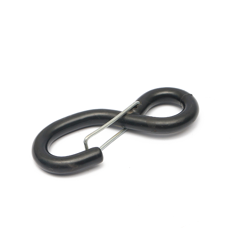 1-inch 1200kg Black PVC Coated S Hook With Safety Pins For Tie Down Strap