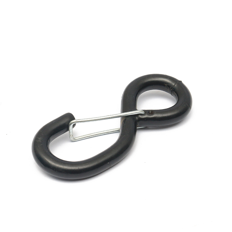 1-inch 1200kg Black PVC Coated S Hook With Safety Pins For Tie Down Strap