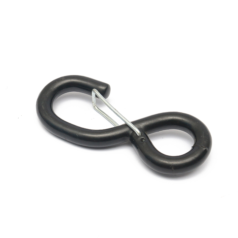 1-inch 1200kg Black PVC Coated S Hook With Safety Pins For Tie Down Strap