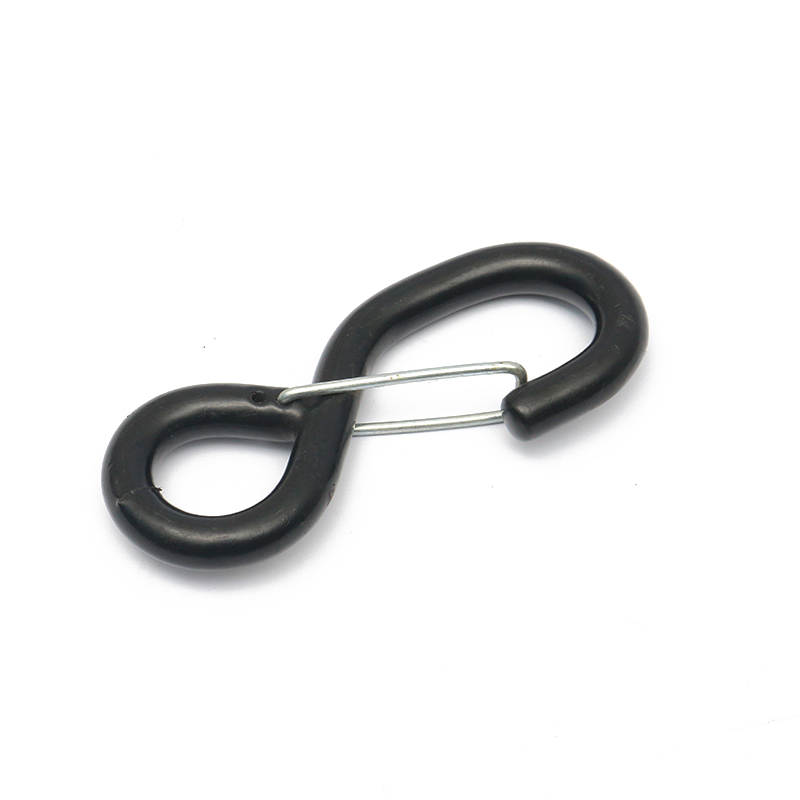 1-inch 1200kg Black PVC Coated S Hook With Safety Pins For Tie Down Strap